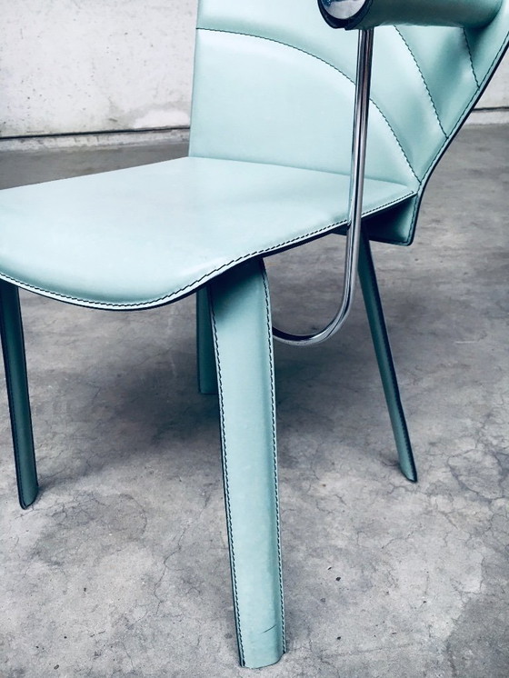 Image 1 of Postmodern Design Leather Dining Chair set by Mario Morbidelli for Naos, Italy 1980's