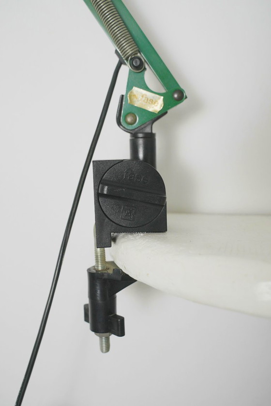 Image 1 of  Fase Architect Desk Lamp 1980s Spanish Adjustable Swing Arm Green Lamp Vintage Clamp Task Light Mid Century Industrial Lighting