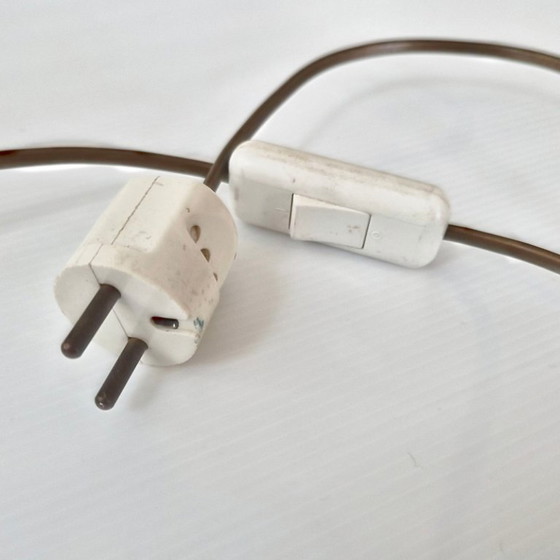 Image 1 of Vintage 1950s Adjustable Table Lamp, Brass and Steel, Red Lacquered, 1950s