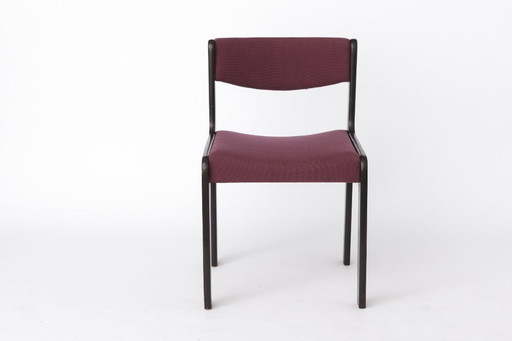 1 of 6 Vintage German Dining Chair, 1950s–1960s, Black Beechwood, Pastel Upholstery