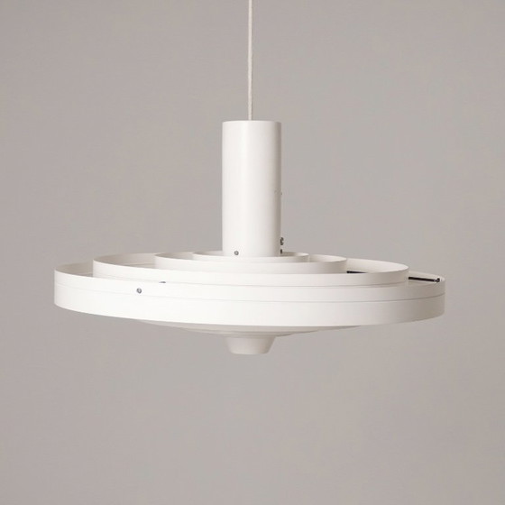 Image 1 of Fog & Mørup Fibonacci hanging lamp - Sophus Frandsen - Danish design 1960s - vintage white metal ceiling lamp