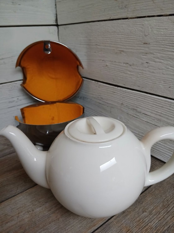 Benraad Teapot, Cream Jug and Sugar Bowl, 1950s. – Tableware, Ceramic, Metal (photo 2 of 16)