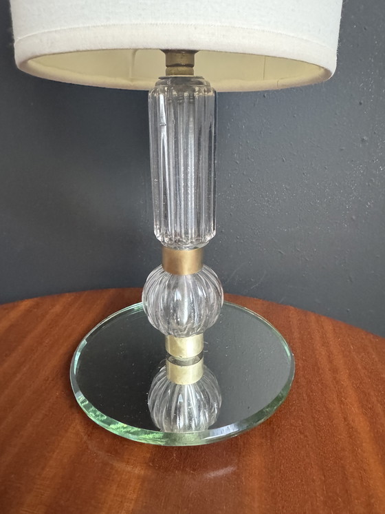 Image 1 of Kleine Art-Deco-Lampe aus Glas und Messing