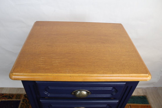 Image 1 of VINTAGE 7-DRAWER MIDNIGHT BLUE WARDROBE 1960 FRANCE