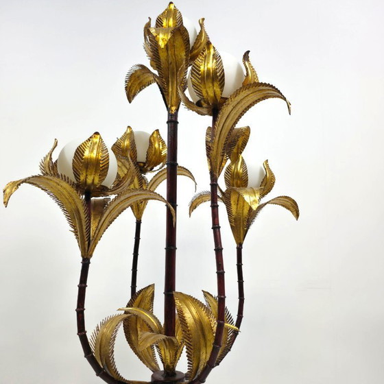 Image 1 of Hollywood Regency Lamp Florentiner Bamboe Palmboom Verguld