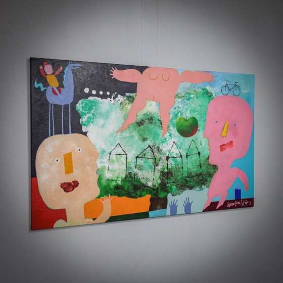 Image 1 of Whimsical Figurative Painting by Wouter Stips, Netherlands, 2000s