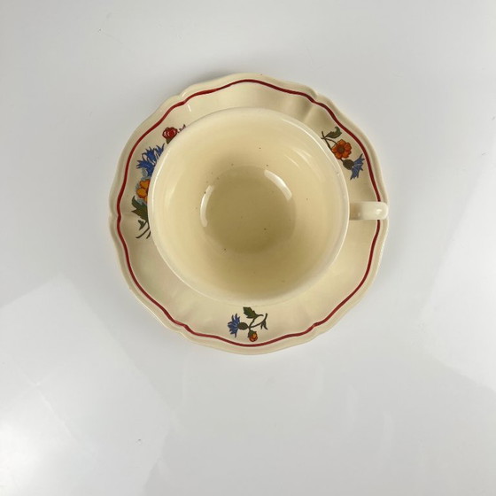 Image 1 of Breakfast cup and saucer, "Agreste", Sarreguemines, 1960