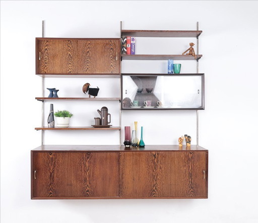 Parete componibile sospesa wengè anni '60