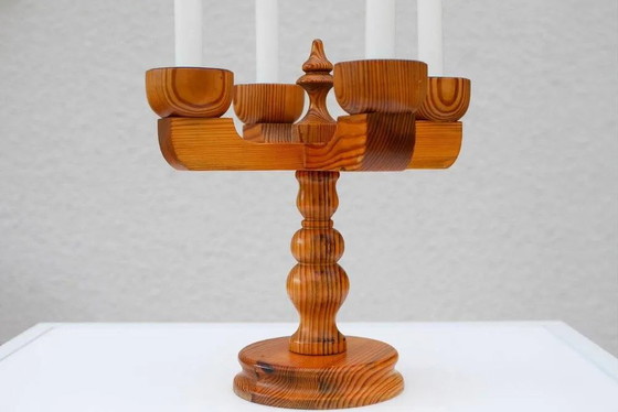 Image 1 of Bougeoir rustique en bois par Jan Johnsson pour Smålandsslöjd, Suède, 1975