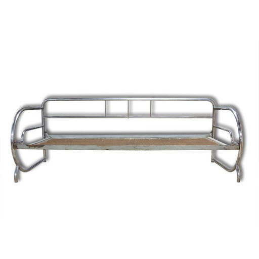 Verchroomde Bauhaus Sofa, Bohemen, jaren 1930, waarschijnlijk Hynek Gottwald