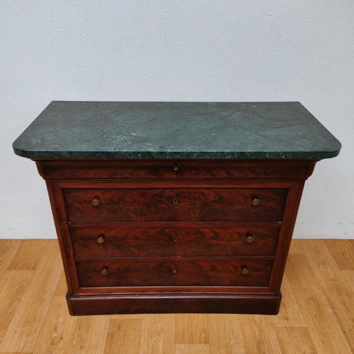 Comò antico, cassettiera, mobile da bagno con piano in marmo