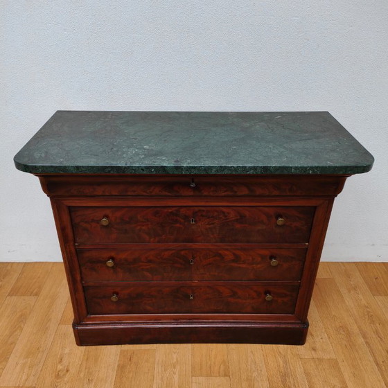 Image 1 of Cómoda antigua, cómoda, mueble de baño con encimera de mármol.