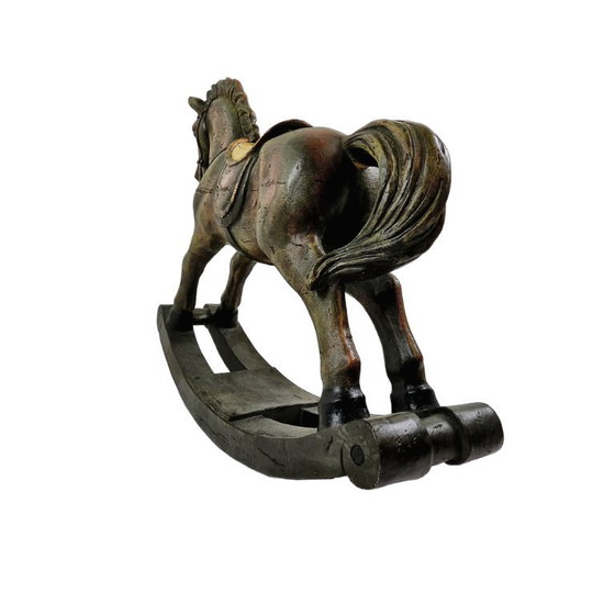 Image 1 of Stoer Houten Schommelpaard – Retro / Vintage Decoratie