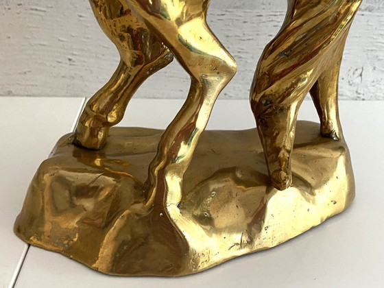 Image 1 of Beeldhouwwerk Vintage steigerend paard in massief brons 1960 - 1970