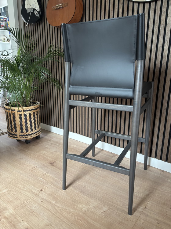 Enrico Pellizzoni Ledermann Barhocker 1 Stück – Leather, Wood (photo 3 of 7)