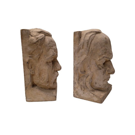 Image 1 of Französische Buchstützen aus Gips von Joanny Durand, Anfang des 20. Jahrhunderts