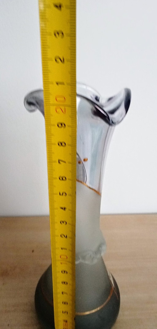 Unique find Geea Romania glass vase lovely brocant playful light blue satin