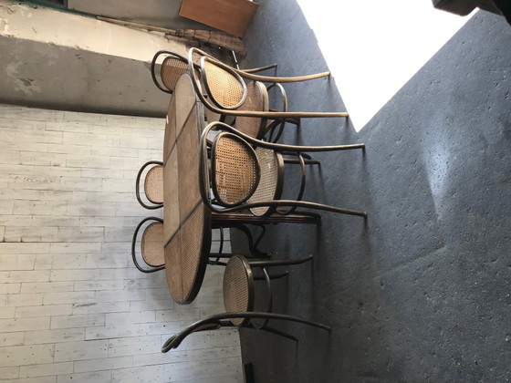 Oval Dining Chairs & Table in Wood Cane, Germany, 1960s, Set of 7 – Dining set, Mid Century Modern (photo 9 of 12)