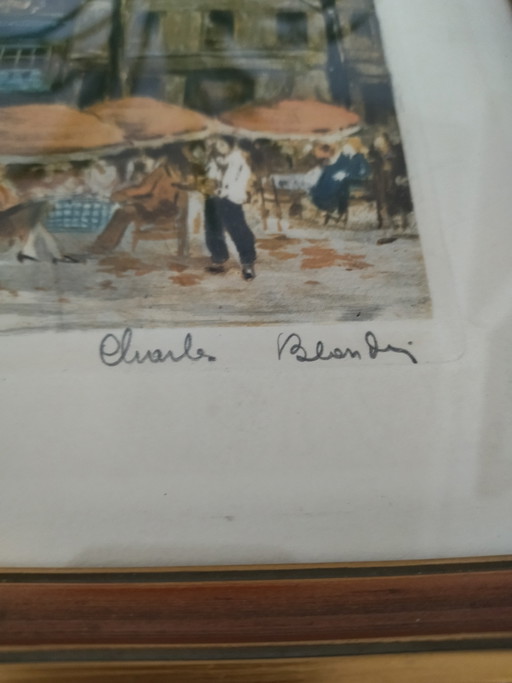 Litografia firmata da Charles BLONDIN (1913-1991) - "Parigi, Place du Tertre"