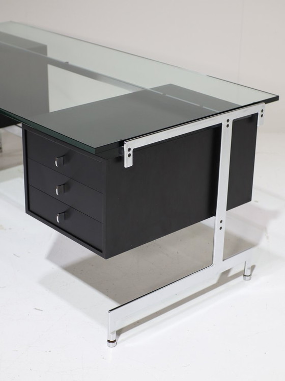 Image 1 of Preben Fabricius and Jørgen Kastholm desk black chrome glass 1960s