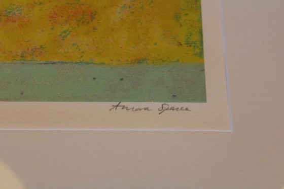 Unicycle and bird, signed, screen print Annora Spence, framed 195/295, Lithographs & prints, Glass (photo 5 of 11)