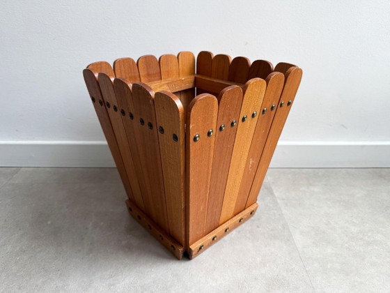 1x Vierkante Vintage Papierbak / Prullenbak Van Hout – Decoratie, Metal, Wood (photo 3 of 9)