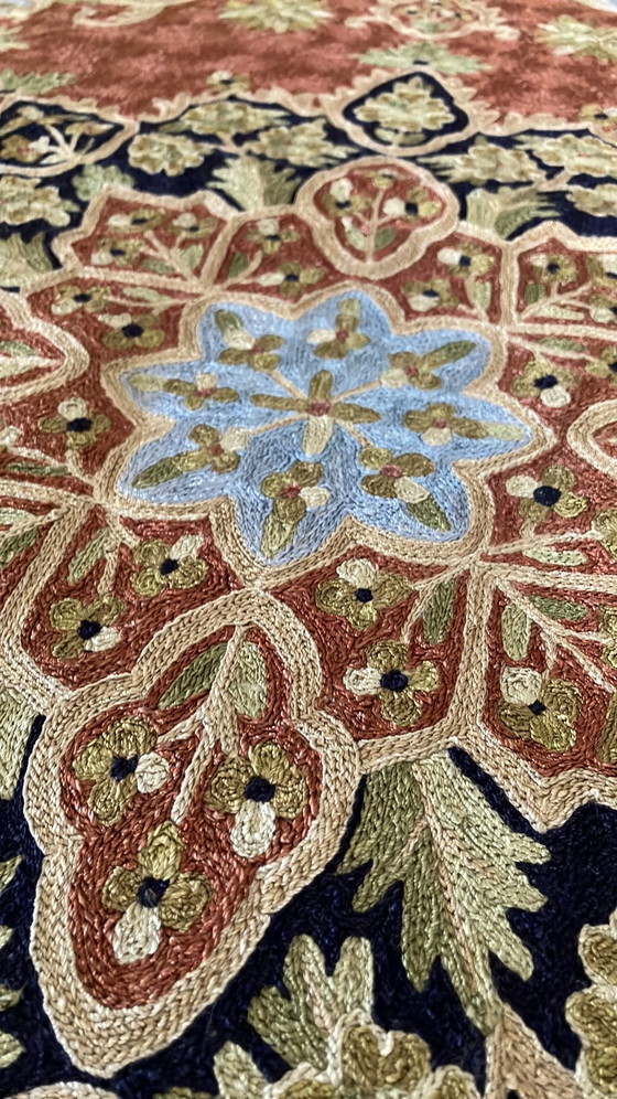 Image 1 of Autentico tappeto del Kashmir (88x154 cm) – Ricamato a mano – Lana su cotone

