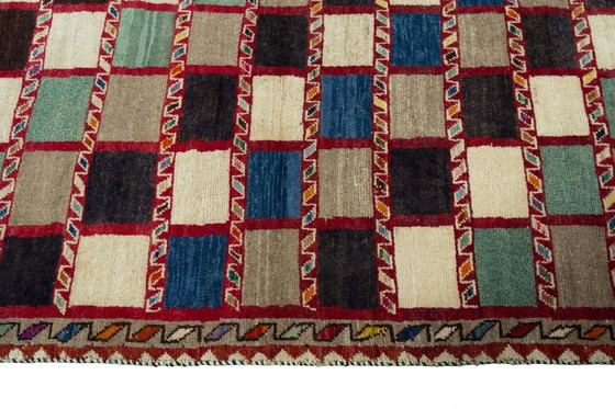 Image 1 of Hand-knotted Gabbeh Nomadic Carpet 280 X 104 Cm - Colored Mosaic Look