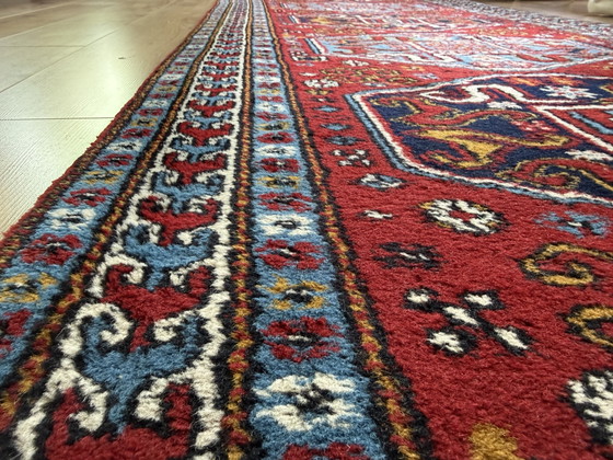Image 1 of Chemin de table Kazak vintage noué à la main – 414 × 98 cm – années 1970