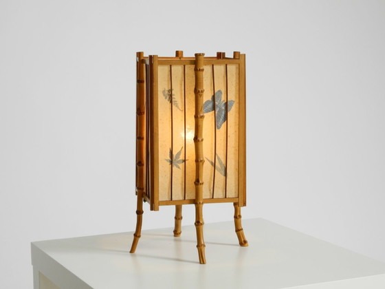 Beautiful French Mid-Century Modern Table Lamp Made Of Bamboo And Parchment Paper (photo 6 of 20)