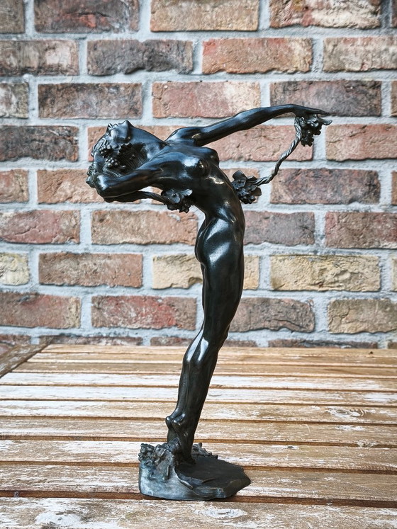 Art Deco Female Figure “The Vine”, after H. W. Frishmuth — 30 cm – Decorative Objects, Bronze (photo 3 of 7)