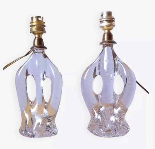 Pair Of Murano Bubbled Lamps 1960