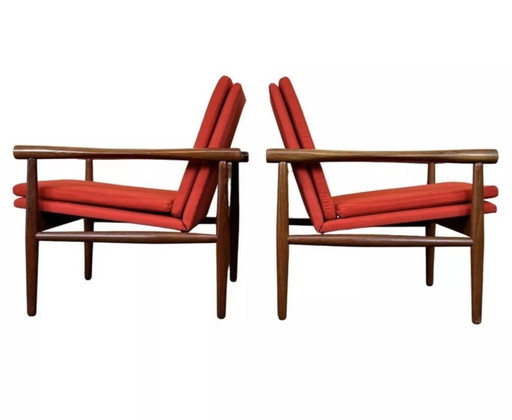 2x 60er 70er Teak Easy Chair Sessel Kai Lyngfeld Larsen Søborg Møbler Danish 60s