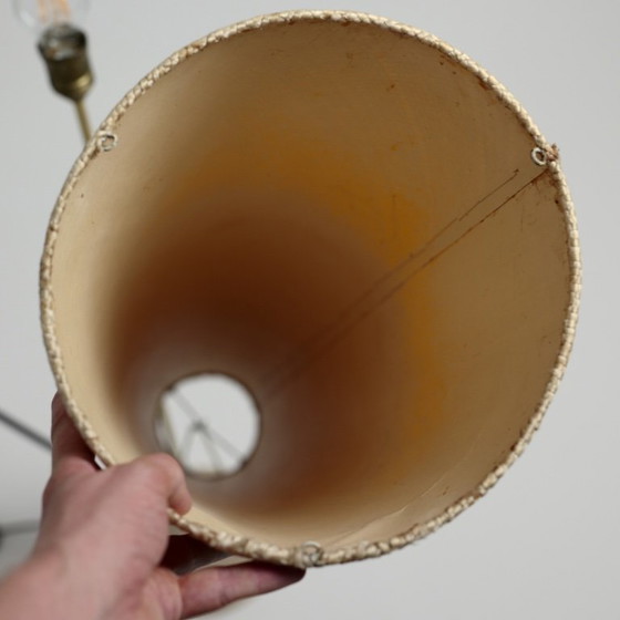 Rare Lampadaire Kaiser Leuchten avec abat-jour en fibre tressée, Allemagne, années 1950 – Wicker, Brass (photo 14 of 16)