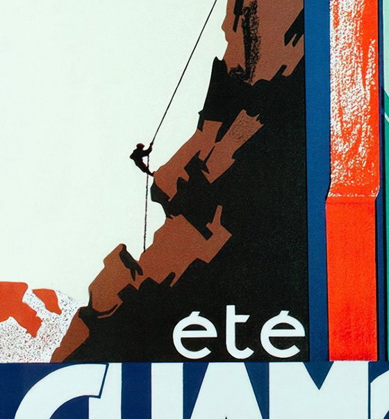 Image 1 of Chamonix Mont-Blanc, zomer/winter – Vintage skiposter van Henry Reb, 70 x 100 cm