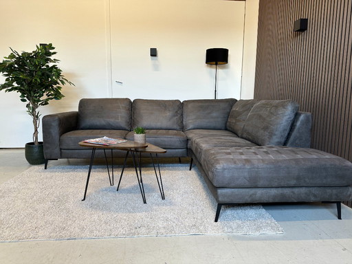 Divano angolare in ecopelle color antracite 260x220 cm