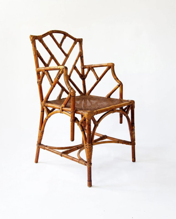Essgruppe aus Bambus im Chippendale-Stil, Italien, ca. 1970er Jahre – Esszimmergarnitur, Bamboo (photo 3 of 19)