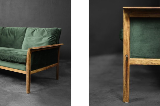 Image 1 of Canapé et Chaise Vintage en Palissandre et Velours Vert Bouteille par Knut Sæter pour Vatne Møbler, Norvège, 1960s, Set de 2