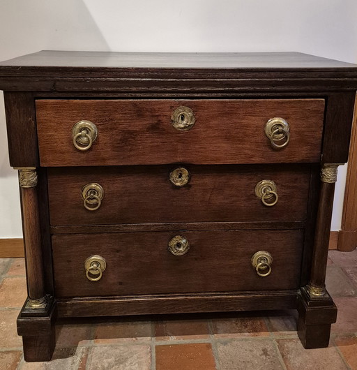 Antique Drenthe Empire chest of drawers with 3 drawers
