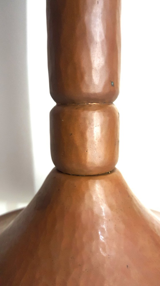 Image 1 of Red copper candlestick, unique, wrought iron, 1940-1944