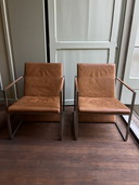 2 Arco Spine Fauteuils Cognac Leer 