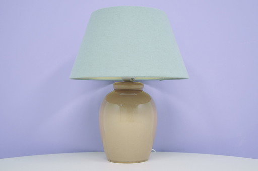 Taupe Table Lamp Green Lampshade