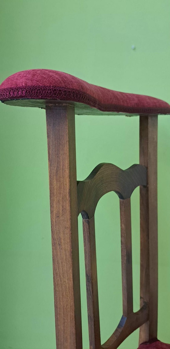 Antiker Prie-dieu, Stühle und Loungesessel, Stoff, Holz, Braun (Foto 7 von 9)
