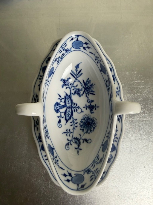 Original Meissen Onion Pattern Sauce Set, First Choice – Sauce Bowl & Sauce Jug – Excellent Condition