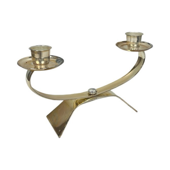Image 1 of Vintage modernist WMF two-arm candle holder, Radtke model (1958), silver-plated, 1960s.