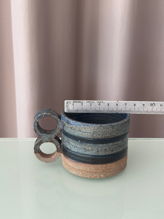 Coppia di tazze vintage in ceramica danese – Tazze in gres danese – Smaltate di blu – Stoviglie (photo 8 of 9)