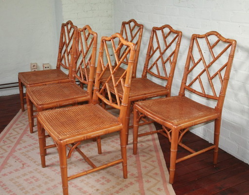 Set di 6 sedie vintage Chippendale in finto bambù (Jonathan Adler)