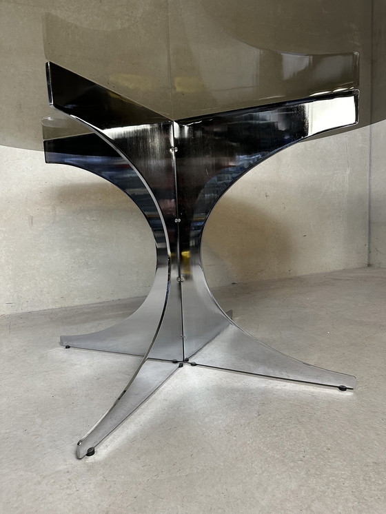 Image 1 of Vintage Design Dining Table - Chrome And Glass - 1970'S