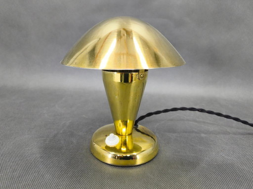 Bauhaus Brass Adjustable Table Lamp, 1930s Czechoslovakia