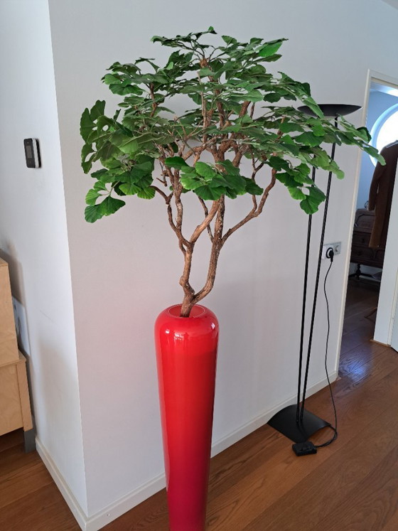 Image 1 of Beautiful Slender Red Glass Vase